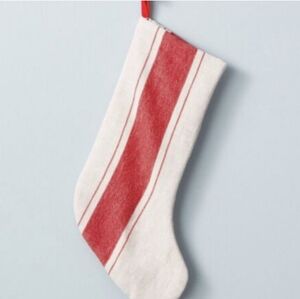 NWT Christmas Holiday Stocking Hearth & Hand w Magnolia-Red/Cream Center Stripe